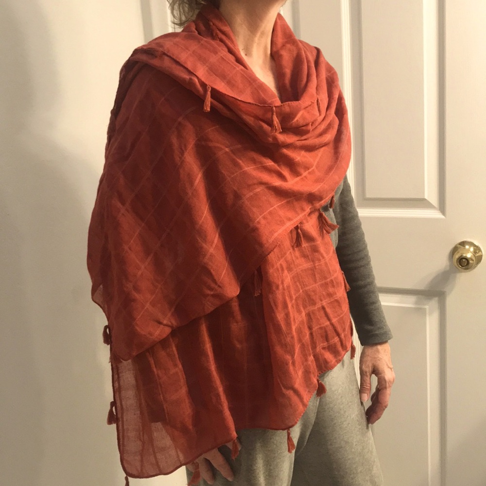 Burnt Orange Remi and Reid Scarf with Tassels
